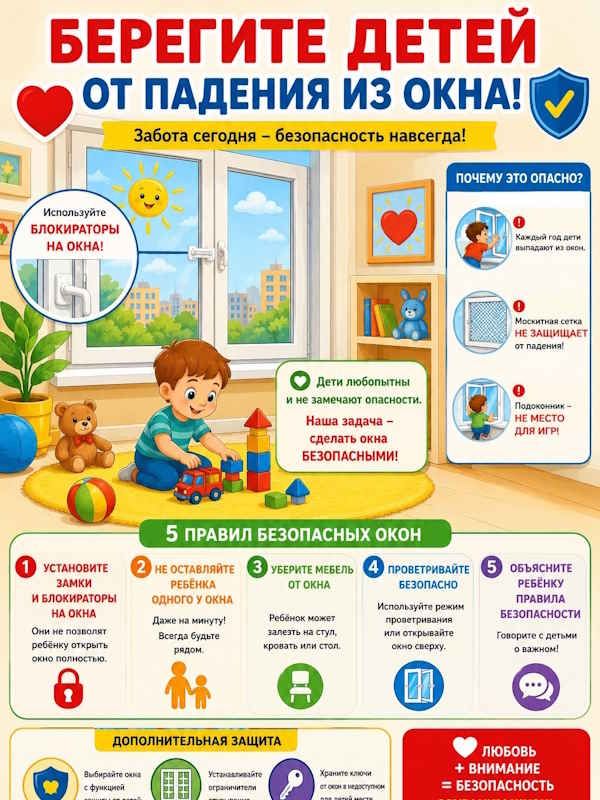 Берегите детей от падения из окна !!!